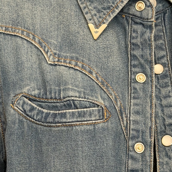 Joe's Jeans Light Blue Denim Shirt western snap button - Picture 2 of 6